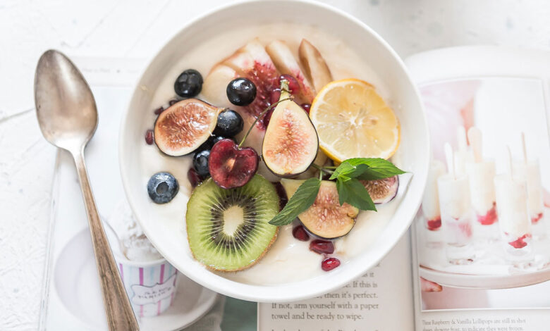 White ceramic plate with fruit